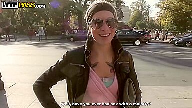 Real public sex with a stunning brunette with Ilya, Eric and Berta