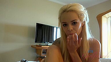 After dipping your cock down her throat, Elsa jacks you off - Elsa Jean
