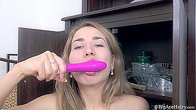 Nara Abel masturbates with her pink vibrator